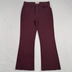 NWT Current‎ Elliott Jeans Women's 27 Flare Crop Raw Hem Mid Rise Burgundy NWT